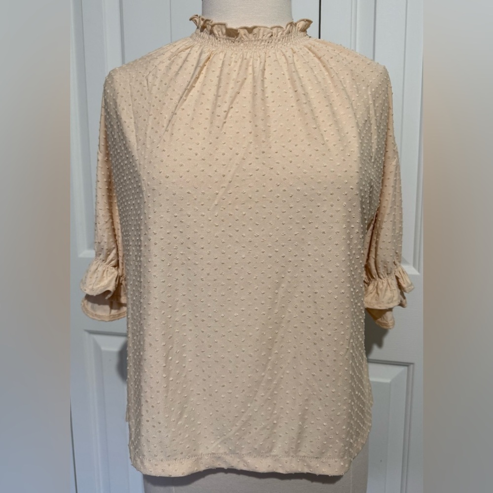 2 for $20 Madewell Drop Shoulder Swiss Dot Top Pastel Yellow Size Medium NWT